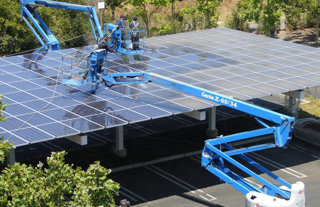 Hydraulics install solar panels